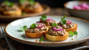 Hühnerleber-Paté auf Crostini