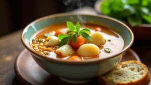 Hühnersuppe mit Taro und Gemüse