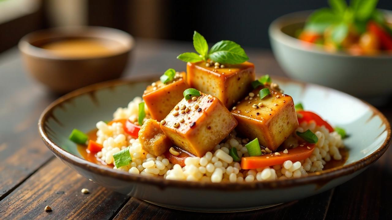 Honig-Tofu mit Erdnusssauce