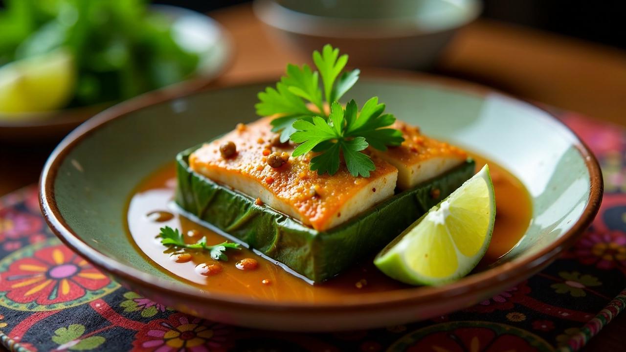 Hor Mok (Dampfwürfel mit Fisch und Kokosmilch)