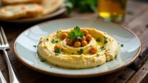 Hummus mit gerösteten Kichererbsen