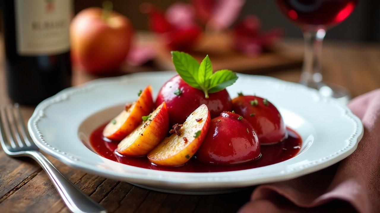 In Rotwein geschmorte Äpfel