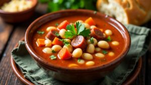 Jókai Bohnensuppe mit geräuchertem Fleisch