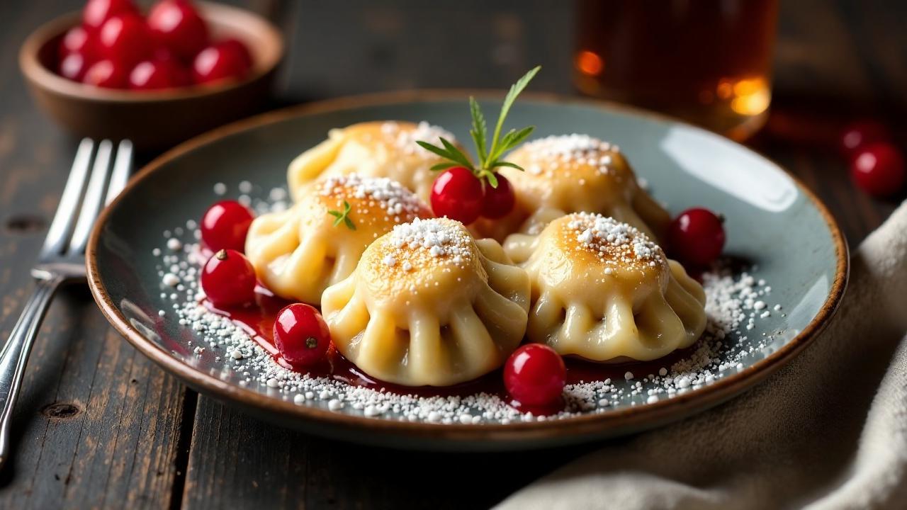 Johannisbeer-Pierogi mit Puderzucker