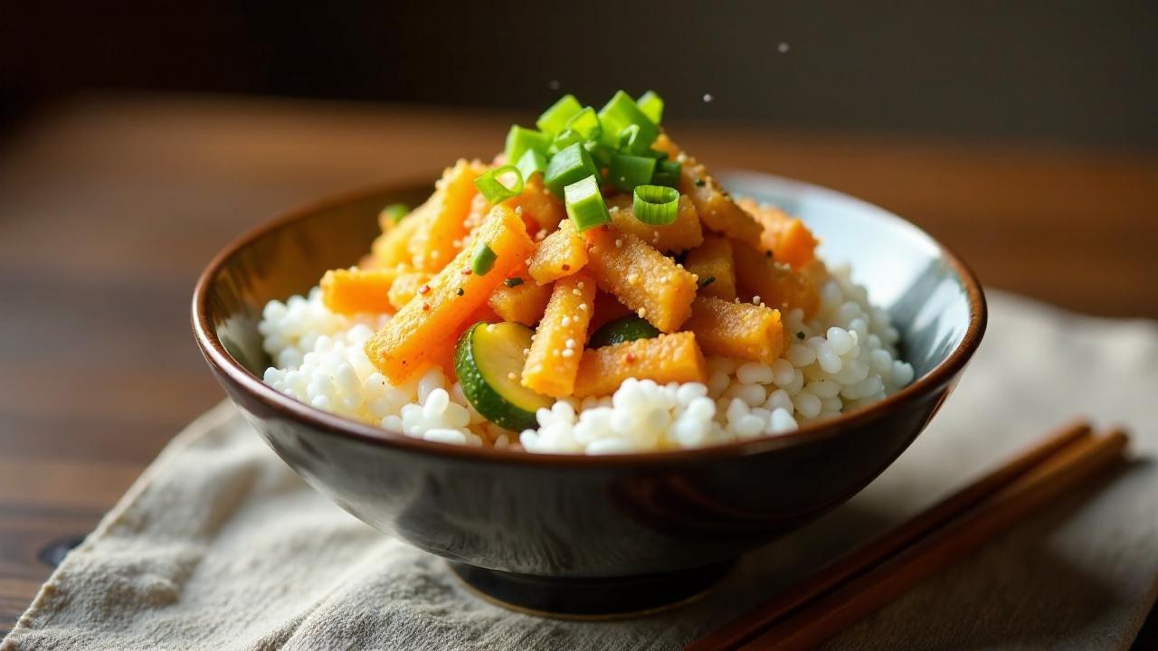 Kakiage Don: Reisschüssel mit Gemüse-Tempura