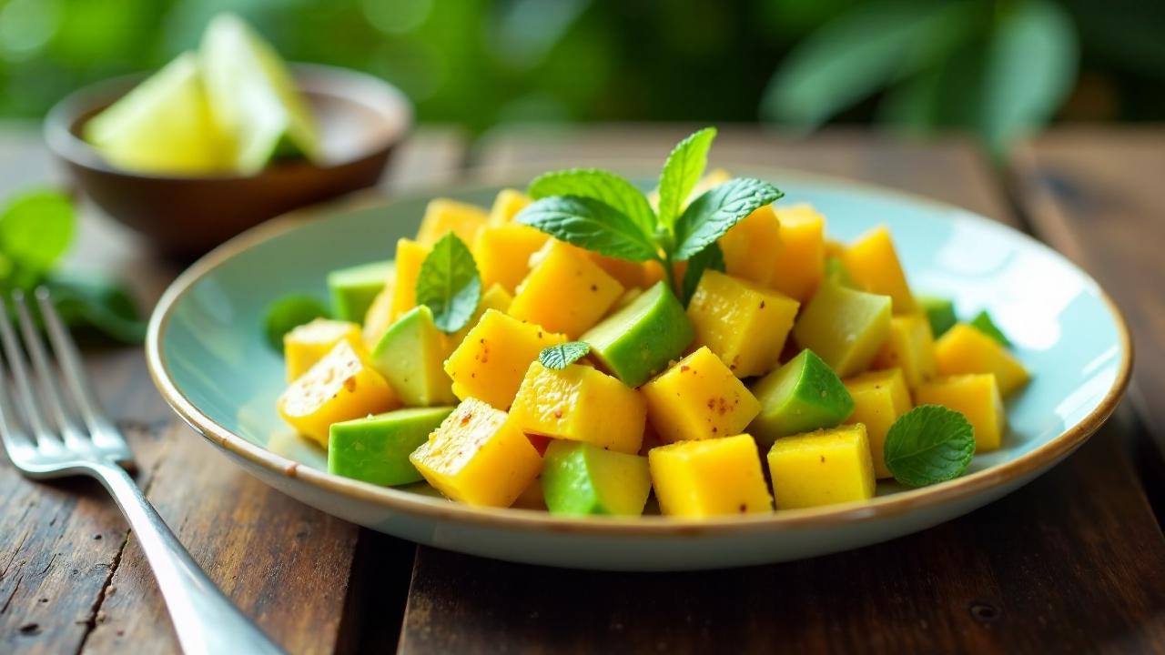 Karamellisierter Mango-Avocado-Salat