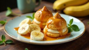 Karamisierte Bananen-Profiteroles