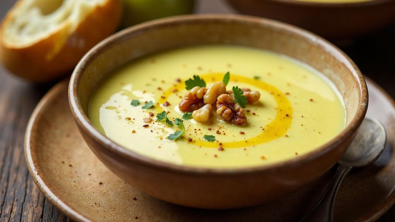 Kartoffel-Birnen-Suppe mit Walnüssen