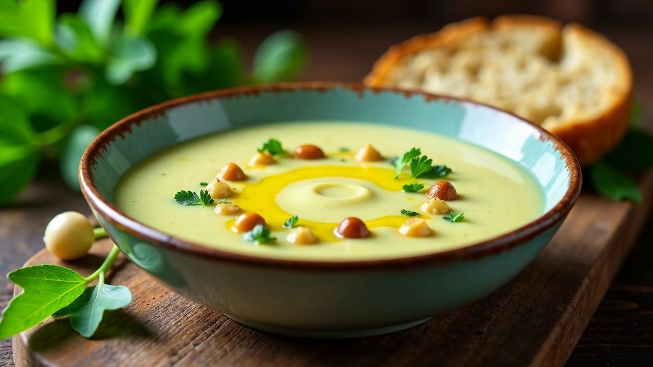 Kartoffel-Bärlauch-Suppe mit Nüssen