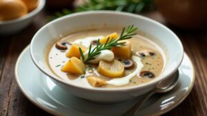 Kartoffel-Champignon-Suppe mit Rosmarin