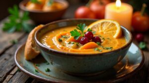 Kartoffel-Cranberry-Suppe mit Orange