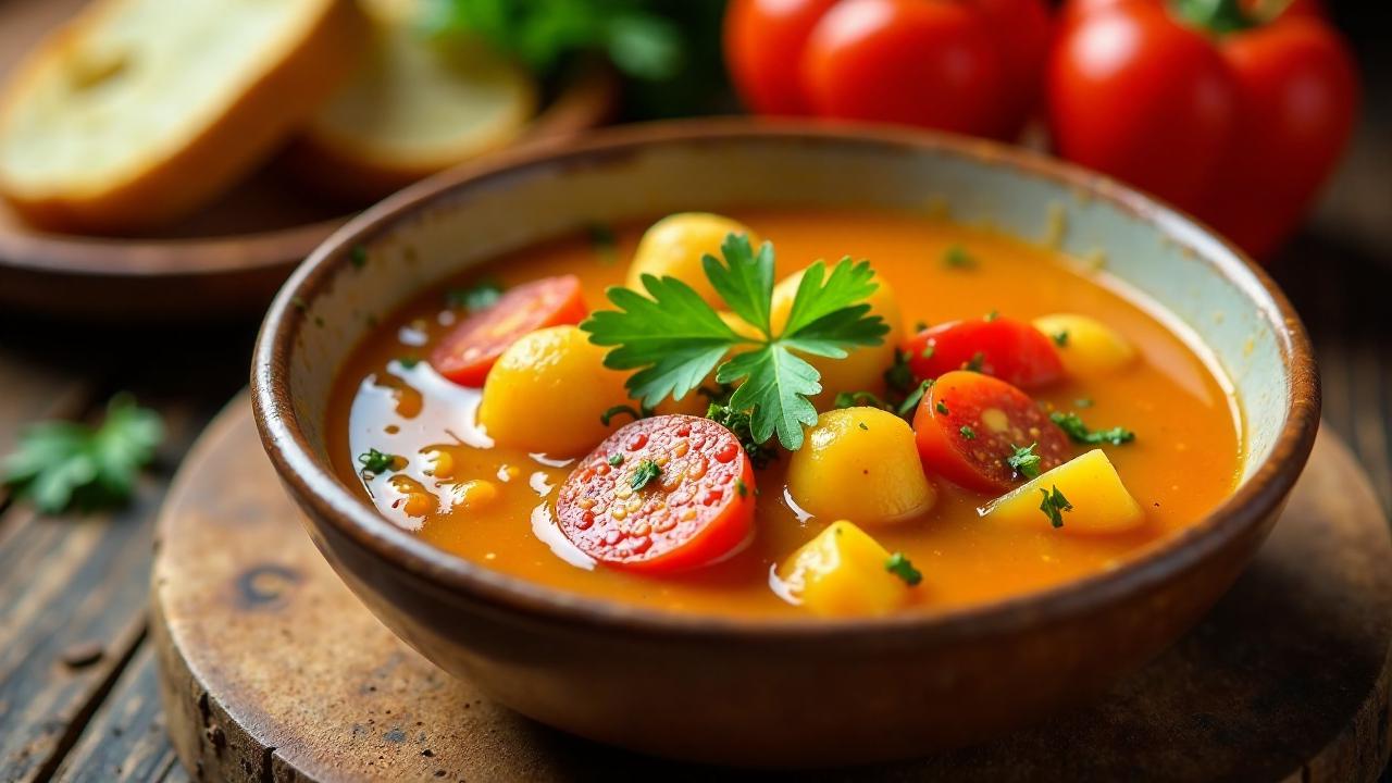 Kartoffel-Paprika-Suppe mit Chorizo