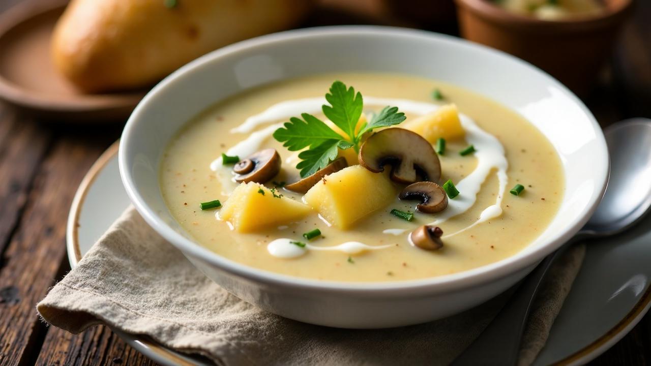 Kartoffel-Pilz-Weißweinsuppe