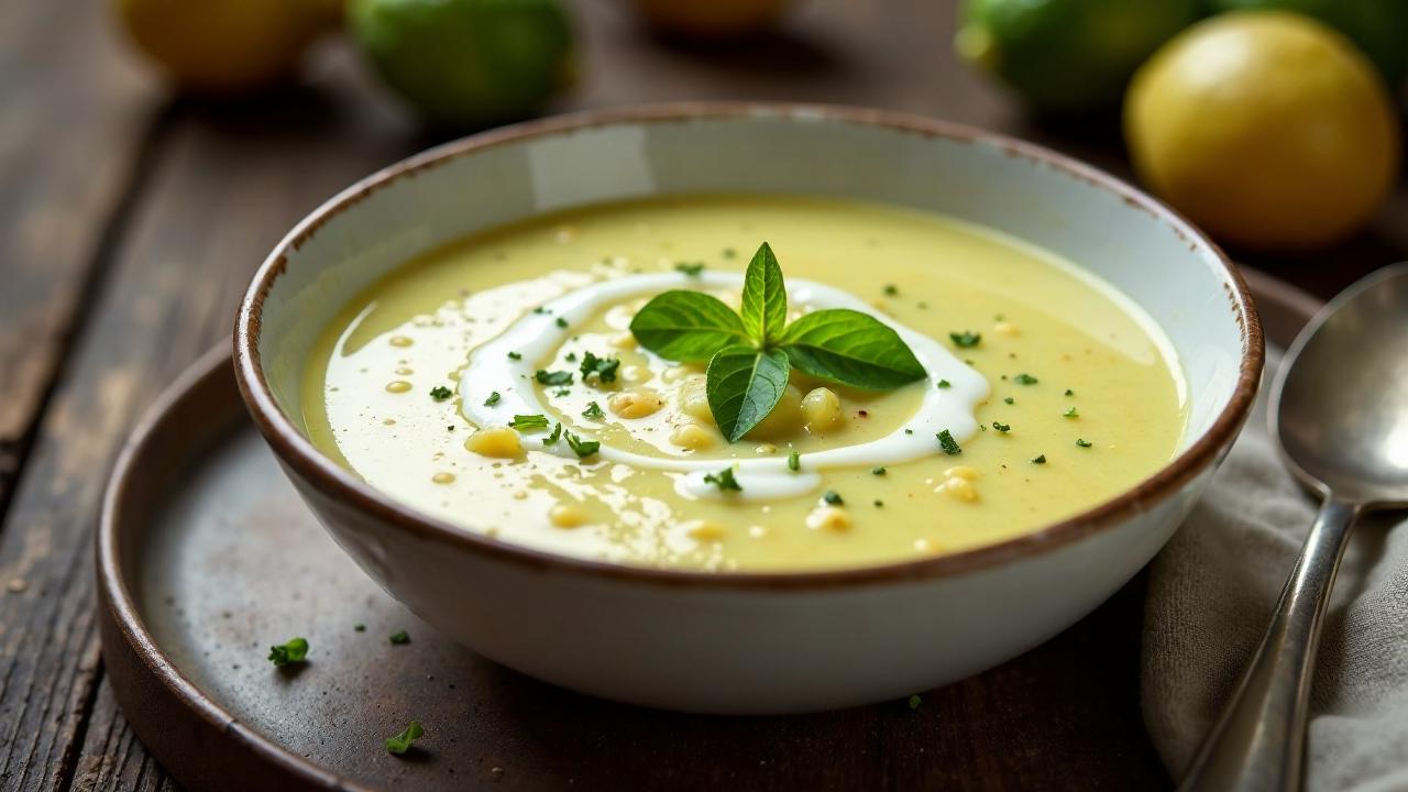 Kartoffel-Rosenkohl-Suppe mit Muskat