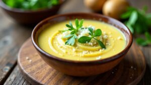 Kartoffel-Rucola-Suppe mit Parmesan