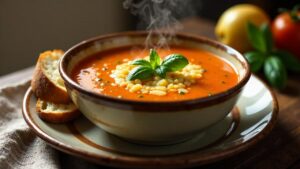 Kartoffel-Tomaten-Suppe mit Basilikum