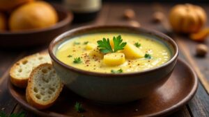 Kartoffel-Whisky-Suppe mit Rauchsalz