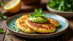 Kartoffelpuffer mit Avocado-Hummus