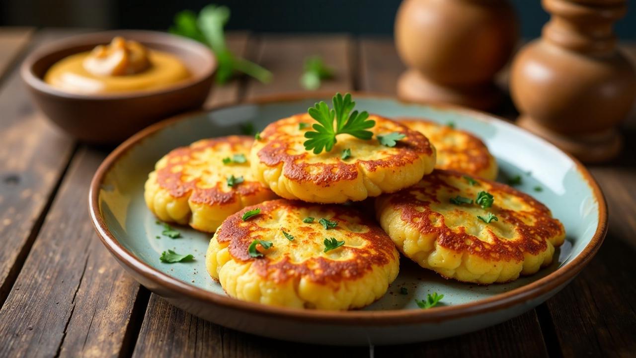 Kartoffelpuffer mit Blumenkohl und Nussbutter