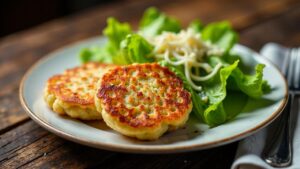 Kartoffelpuffer mit Caesar-Salad