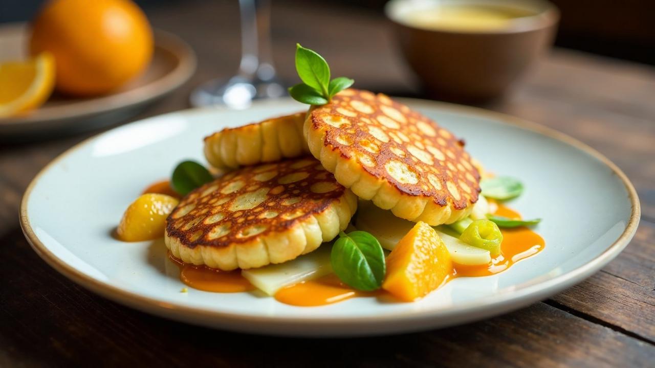 Kartoffelpuffer mit Fenchelsalat und Orangensauce