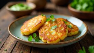 Kartoffelpuffer mit Grünkohl und Grüner Sauce