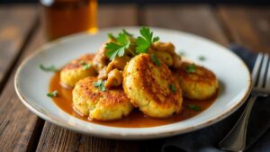 Kartoffelpuffer mit Hähnchen-Curry