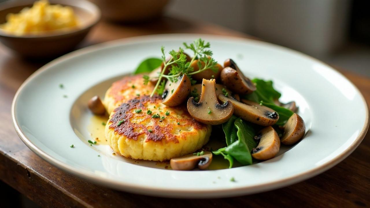 Kartoffelpuffer mit Hirse-Pilz-Salat