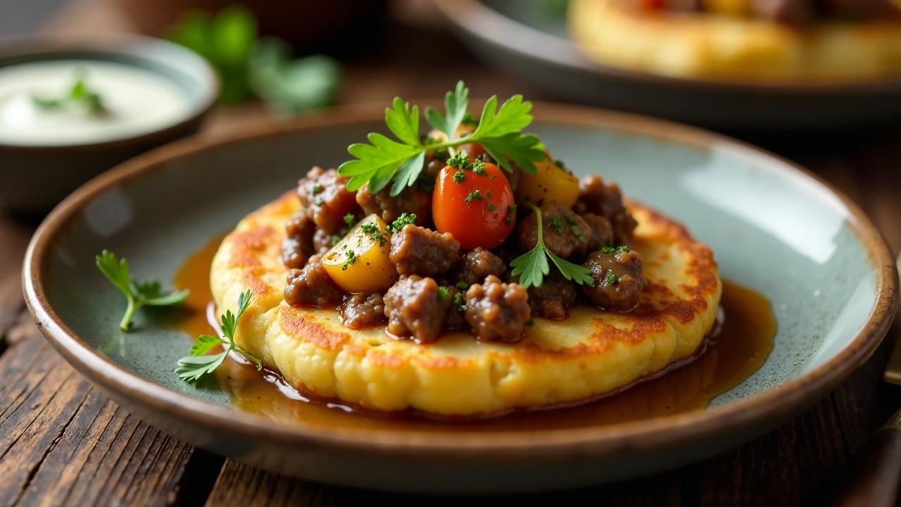 Kartoffelpuffer mit Lammragout