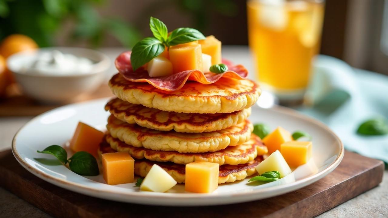 Kartoffelpuffer mit Melone und Parma-Schinken