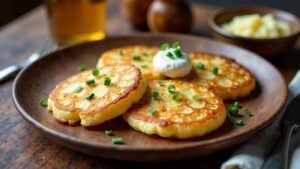 Kartoffelpuffer mit Quark und Schnittlauch