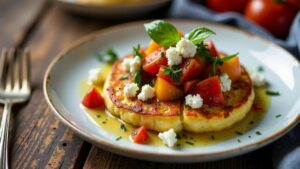 Kartoffelpuffer mit Ratatouille und Ziegenkäse