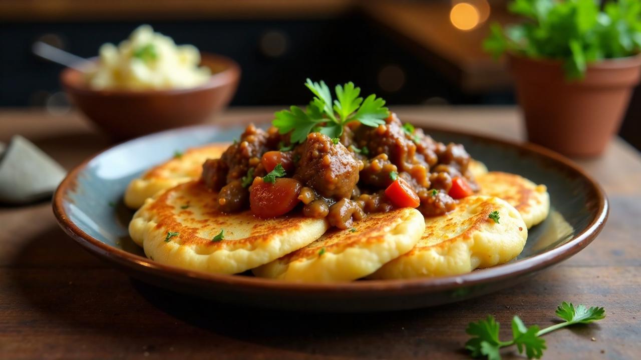 Kartoffelpuffer mit Rindergulasch