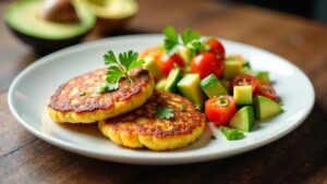 Kartoffelpuffer mit Tomaten-Avocado-Salat