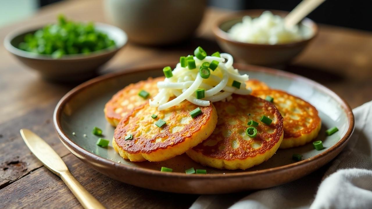 Kartoffelpuffer mit französischem Zwiebelsalat