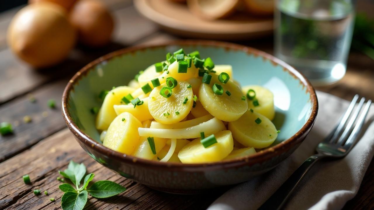 Kartoffelsalat im rheinischen Stil mit Essig und Öl