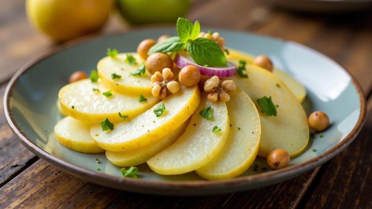 Kartoffelsalat mit Birne und Walnüssen