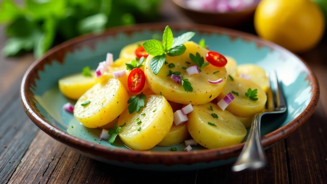 Kartoffelsalat mit Chili und Limette