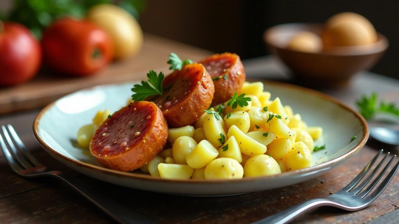 Kartoffelsalat mit Currywurst