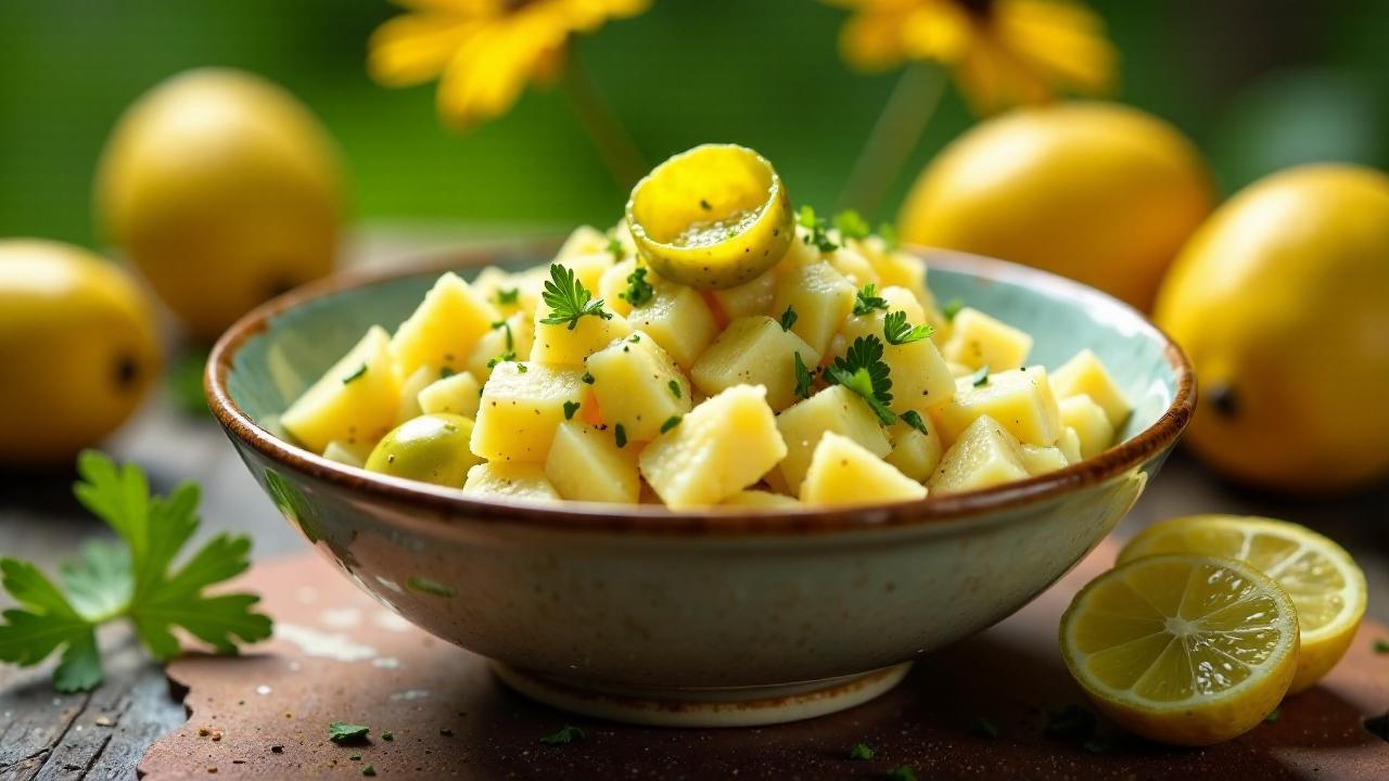 Kartoffelsalat mit Gewürzgurken und Schalotten