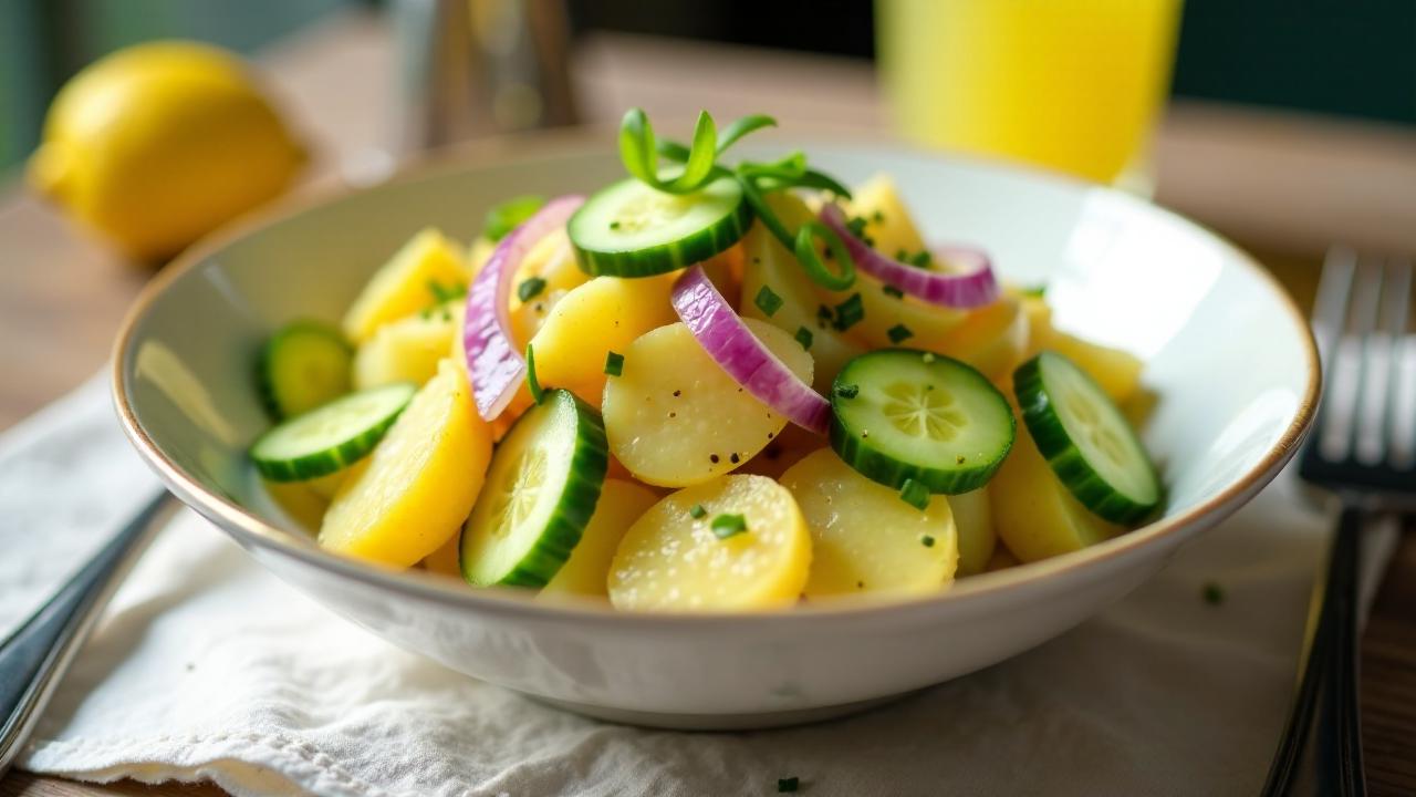 Kartoffelsalat mit Gurke und Zwiebel