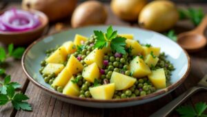 Kartoffelsalat mit Linsen