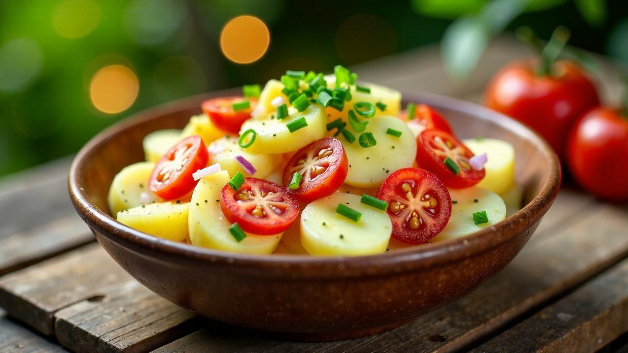 Kartoffelsalat mit Tomaten und Zwiebeln