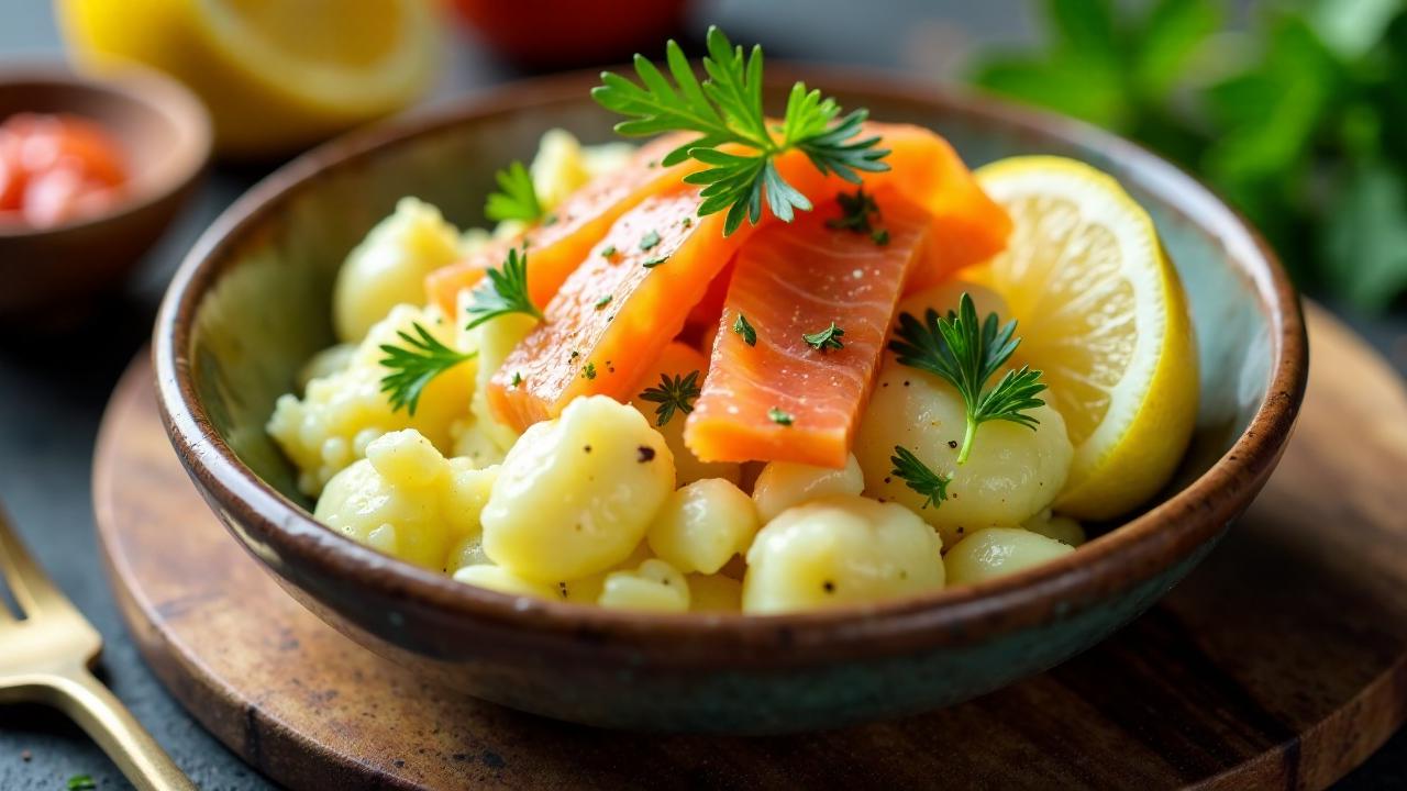 Kartoffelsalat mit geräuchertem Lachs