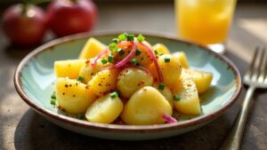 Kartoffelsalat mit geschmorten Zwiebeln