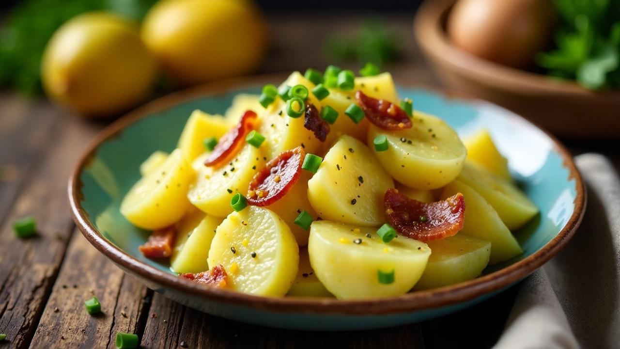 Kartoffelsalat mit knusprigen Speckwürfeln