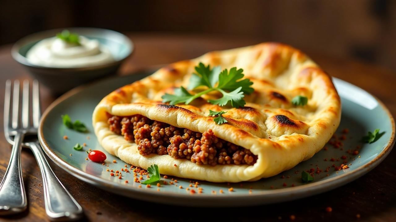 Keema-Naan (Naan mit Hackfleisch-Füllung)