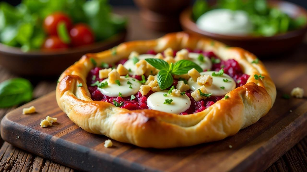 Khachapuri mit Roter Bete und Walnüssen