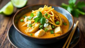 Khao Soi Gai (Nordthailändisches Curry-Nudelsuppe)