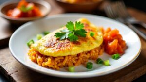 Kimchi Fried Rice Omelet - Kimchi-Reis-Omelett